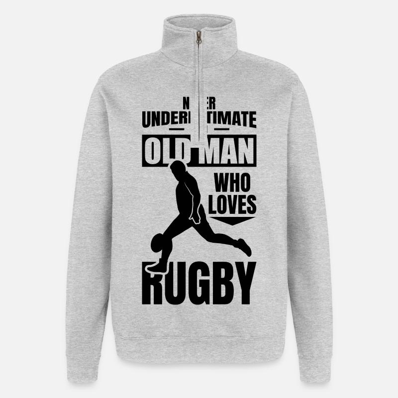 Alter Rugby Opa - Quarter-Zip-Sweatshirt - Grau meliert