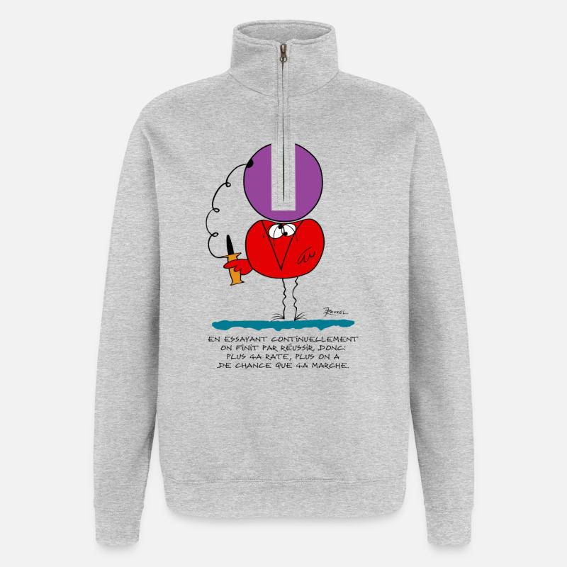 Indem wir ständig versuchen, ... - Quarter-Zip-Sweatshirt - Grau meliert