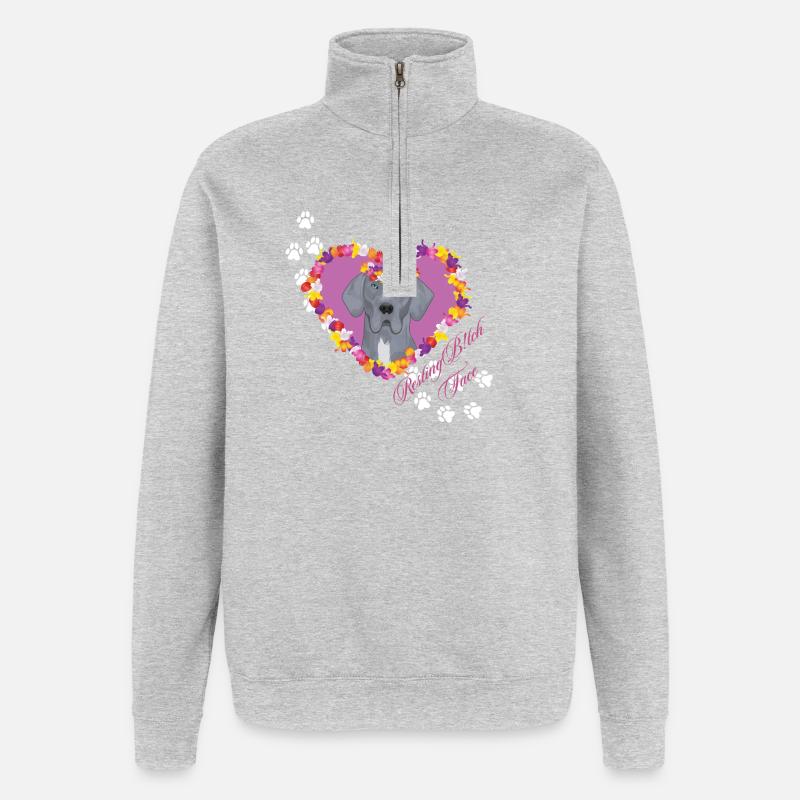 Ruhende Dogge - Quarter-Zip-Sweatshirt - Grau meliert