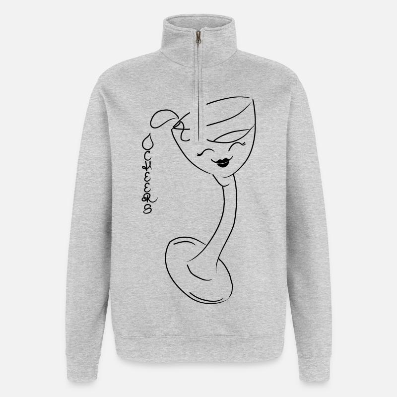 Santé ! - Sweat à zip 1/4 - gris chiné