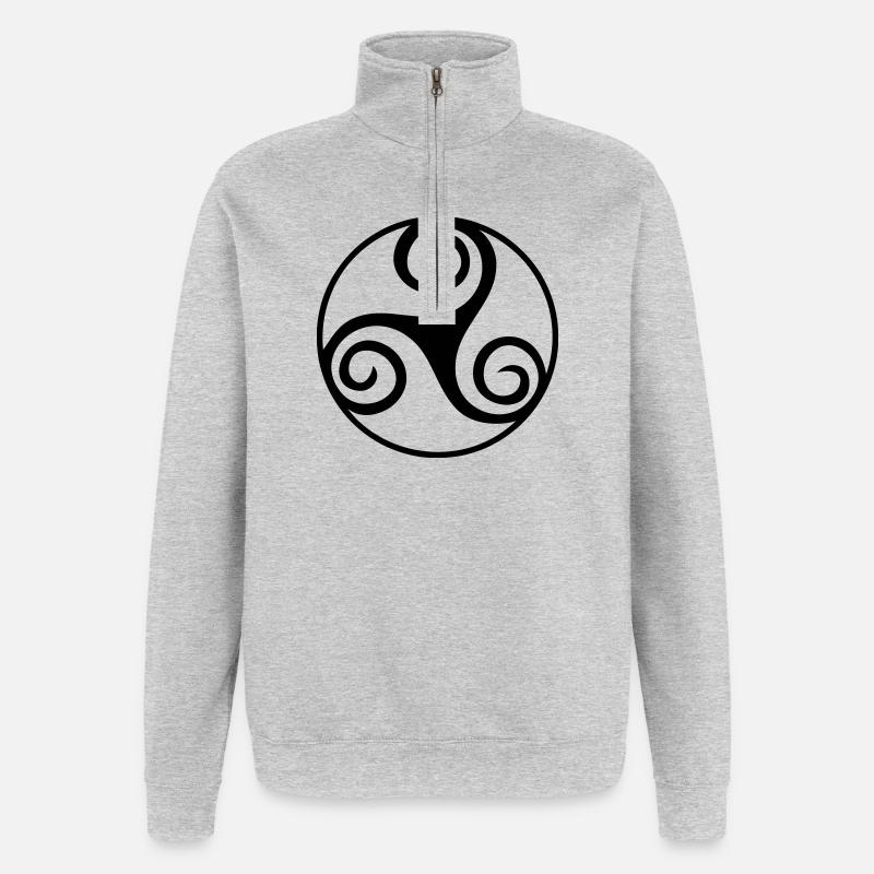 triskell - Sweat à zip 1/4 - gris chiné