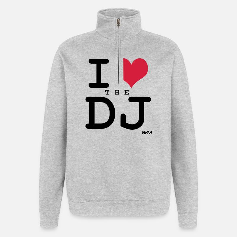 j'aime le dj par wam - Sweat à zip 1/4 - gris chiné