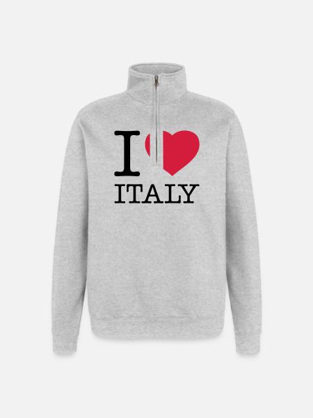I LOVE ITALY Italien - Quarter-Zip Sweatshirt - heather grey