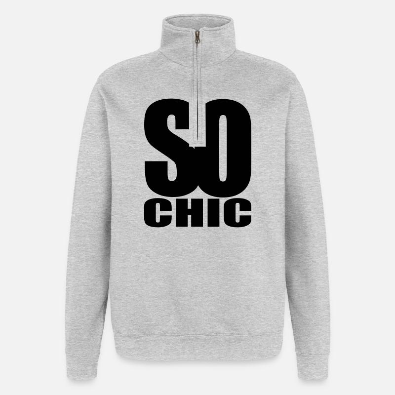 so chic - Sweat à zip 1/4 - gris chiné