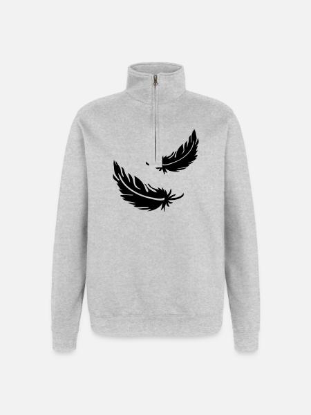 Two flying feathers - Quarter-Zip Sweatshirt - heather grey