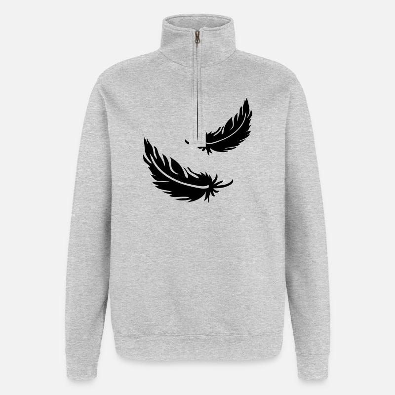 Two flying feathers - Quarter-Zip Sweatshirt - heather grey