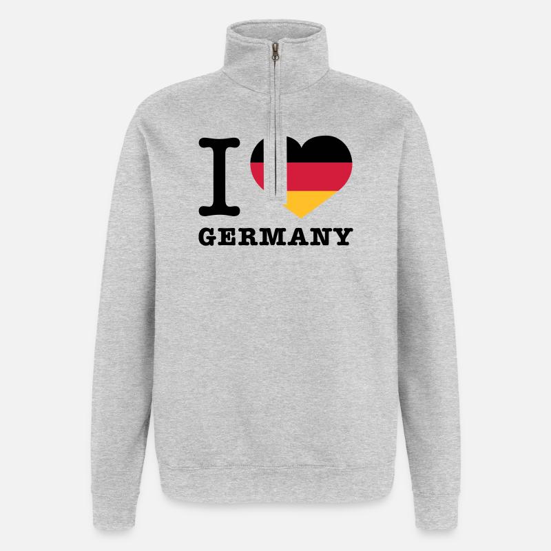 I love Germany - Quarter-Zip-Sweatshirt - Grau meliert