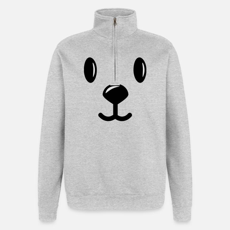 teddy bär bärchen smiley face - Sweat à zip 1/4 - gris chiné