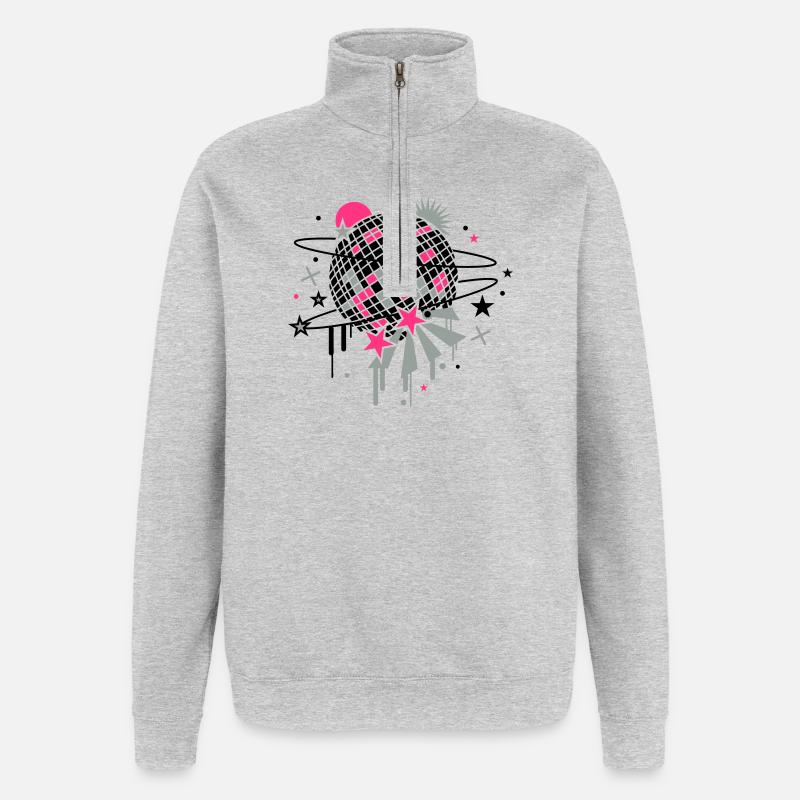 disco_ball - Sweat à zip 1/4 - gris chiné