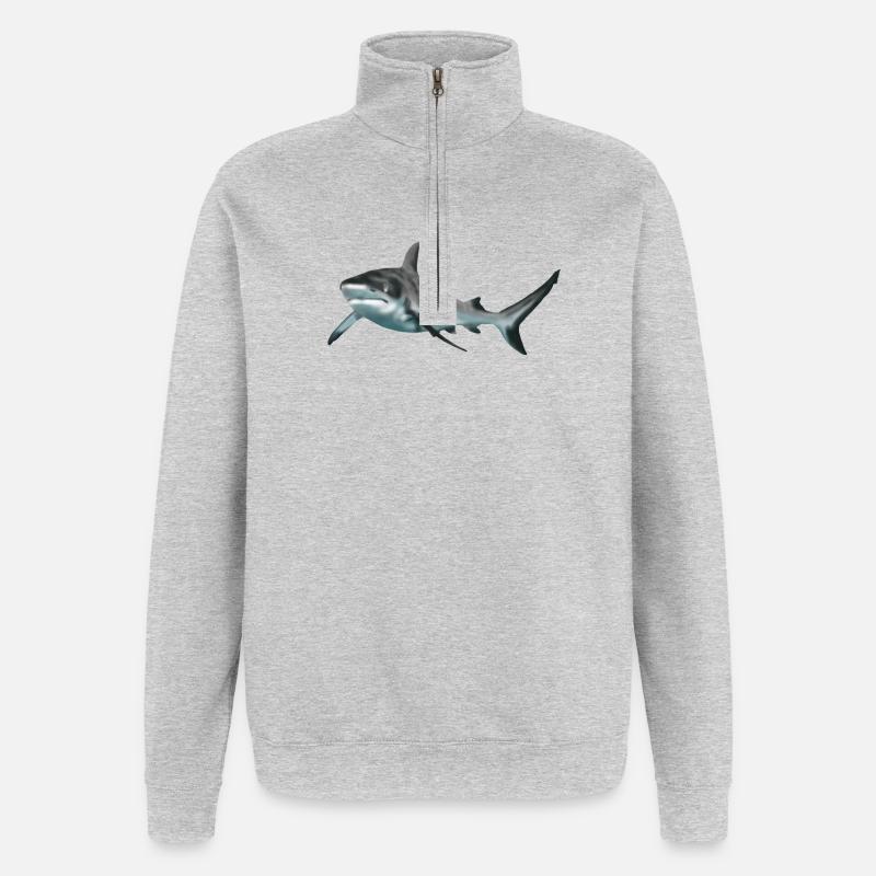 requin - Sweat à zip 1/4 - gris chiné