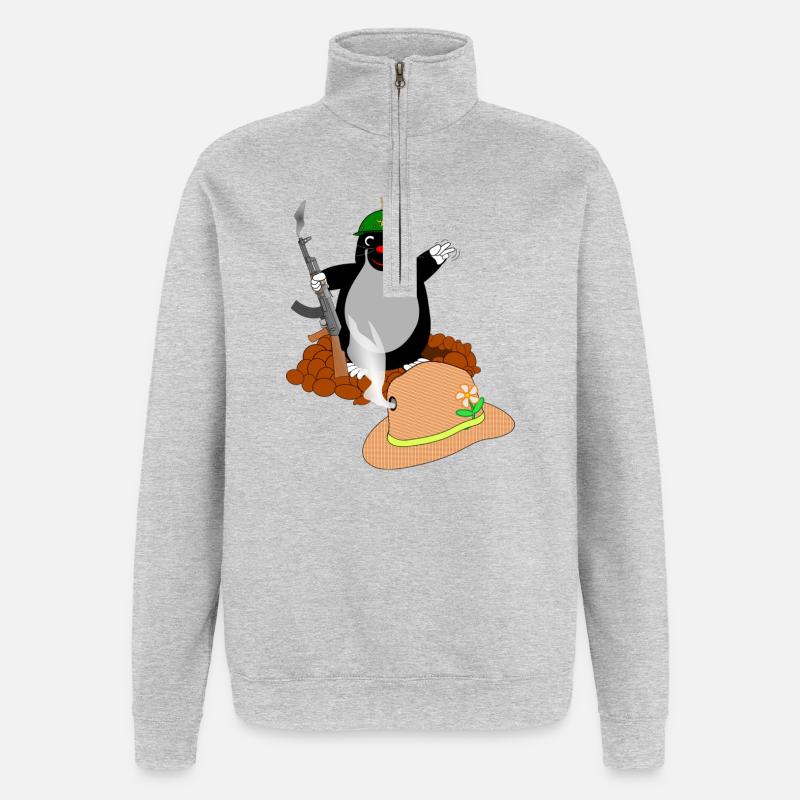 KampfMaulwurf - Quarter-Zip-Sweatshirt - Grau meliert