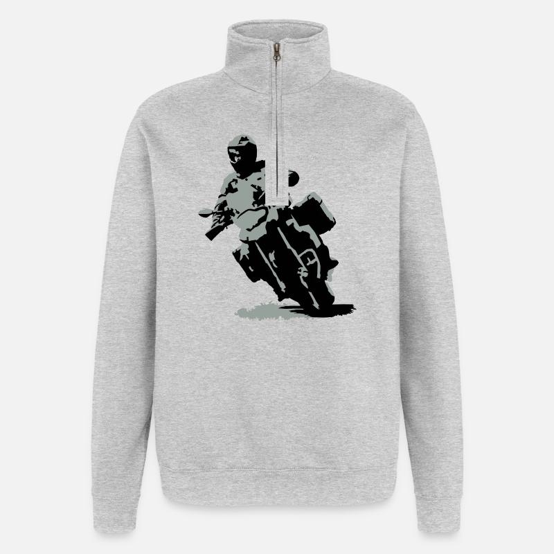 Reiseenduro klein - Quarter-Zip-Sweatshirt - Grau meliert