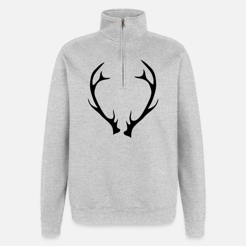 Les bois d'un cerf - Sweat à zip 1/4 - gris chiné
