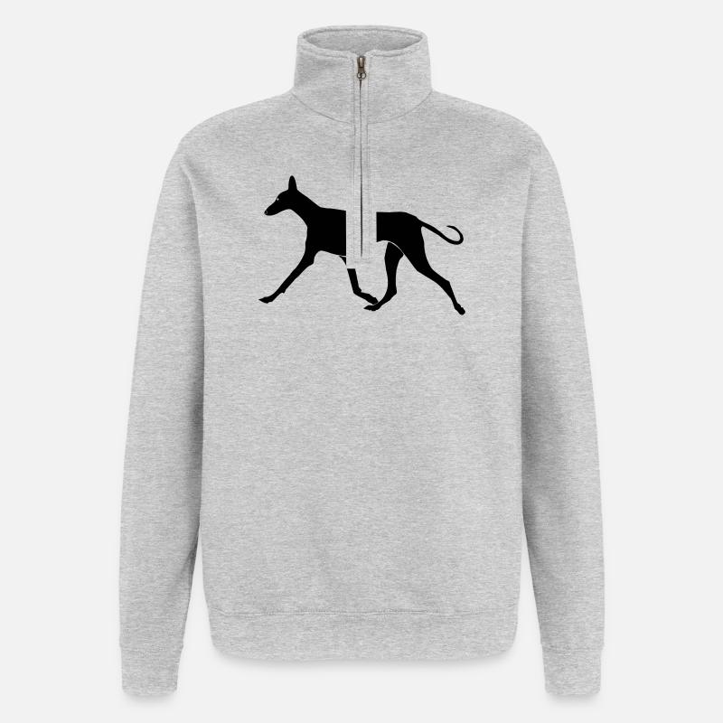Laufender Podenco - Quarter-Zip-Sweatshirt - Grau meliert