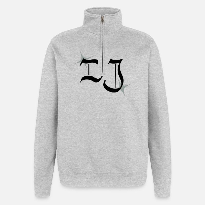 monogramme DJ - Sweat à zip 1/4 - gris chiné