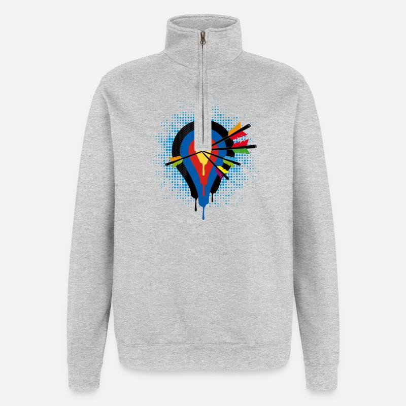 une cible et cinq flèches - Sweat à zip 1/4 - gris chiné