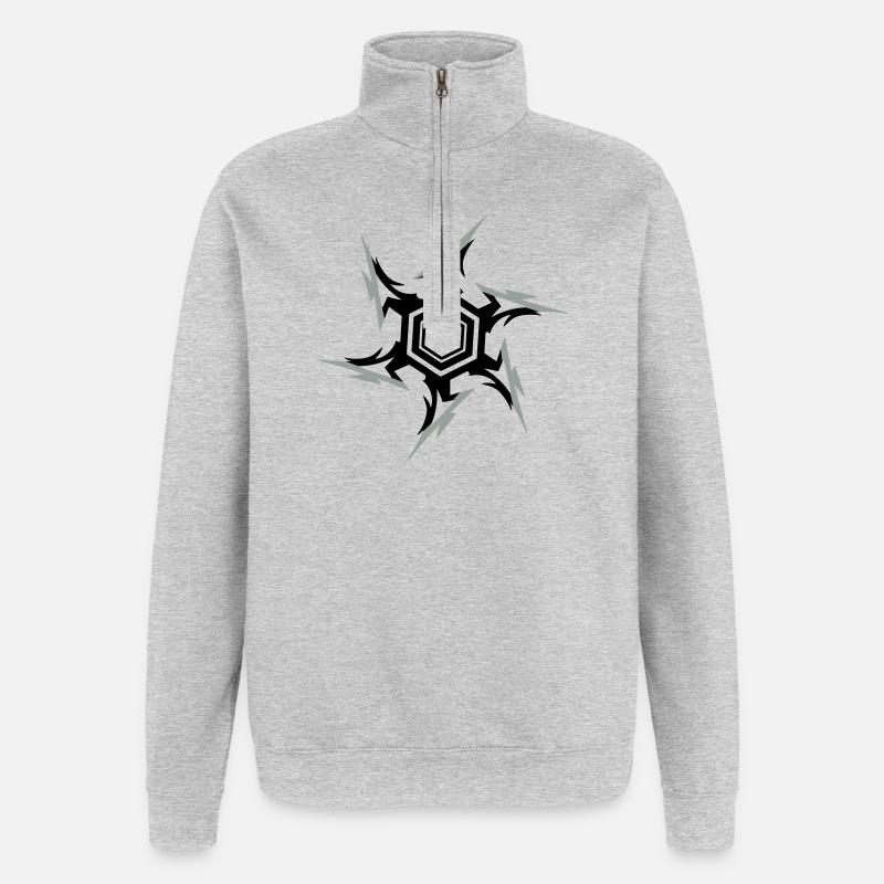 Ninja Étoile à lancer - Sweat à zip 1/4 - gris chiné