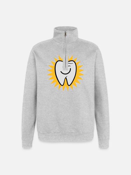 Dent heureux - Sweat à zip 1/4 - gris chiné
