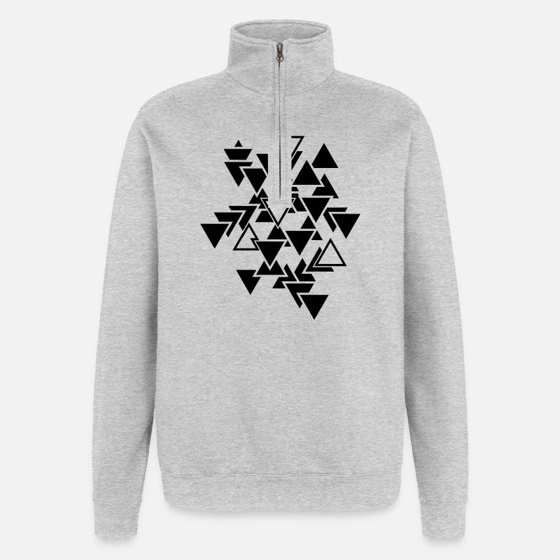 Triangles graphic pattern - Quarter-Zip Sweatshirt - heather grey
