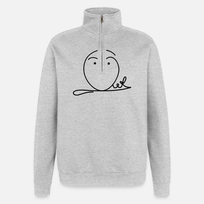 Eule Signatur - Quarter-Zip-Sweatshirt - Grau meliert