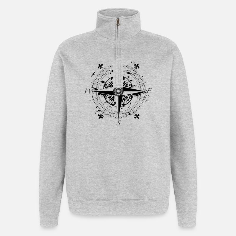 Windrose Grunge style - Quarter-Zip-Sweatshirt - Grau meliert