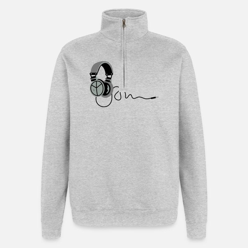 Peace Kopfhörer - Quarter-Zip-Sweatshirt - Grau meliert