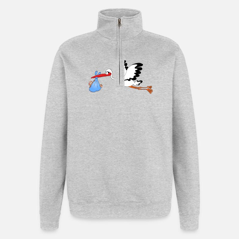 C'est un garçon ! - Sweat à zip 1/4 - gris chiné