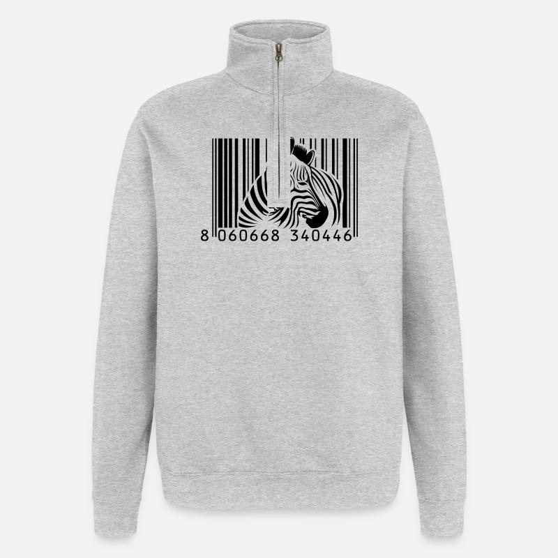 Barcode Zebra - Quarter-Zip-Sweatshirt - Grau meliert