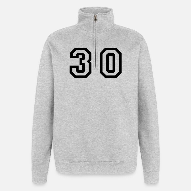 Number - 30 - Dreißig - Quarter-Zip-Sweatshirt - Grau meliert