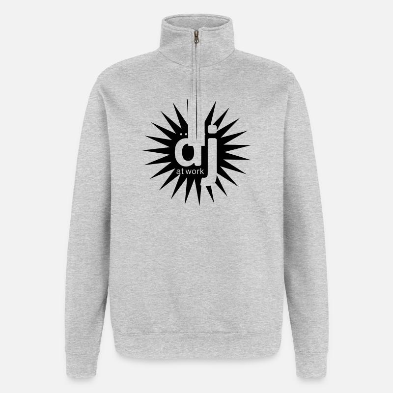 DJ au travail - Sweat à zip 1/4 - gris chiné