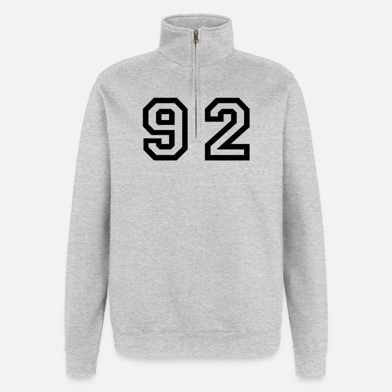 Number - 92 - Ninety Zwei - Quarter-Zip-Sweatshirt - Grau meliert