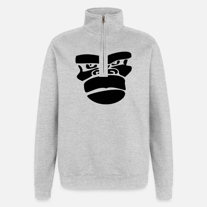 gorilla monkey affengesicht ape - Quarter-Zip Sweatshirt - heather grey