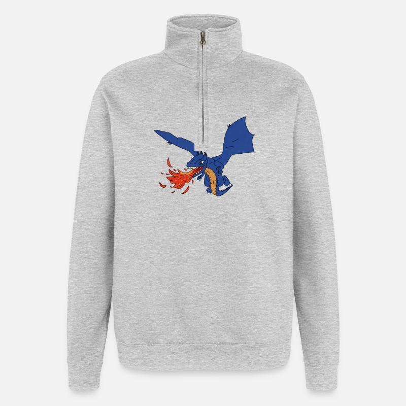 Drache - Quarter-Zip-Sweatshirt - Grau meliert