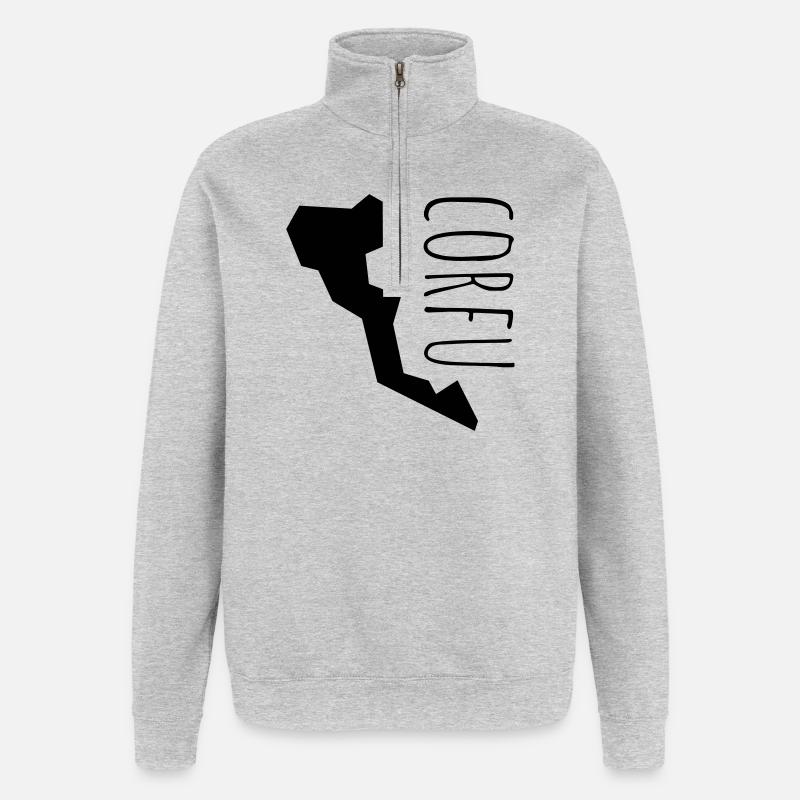 corfu - Sweat à zip 1/4 - gris chiné