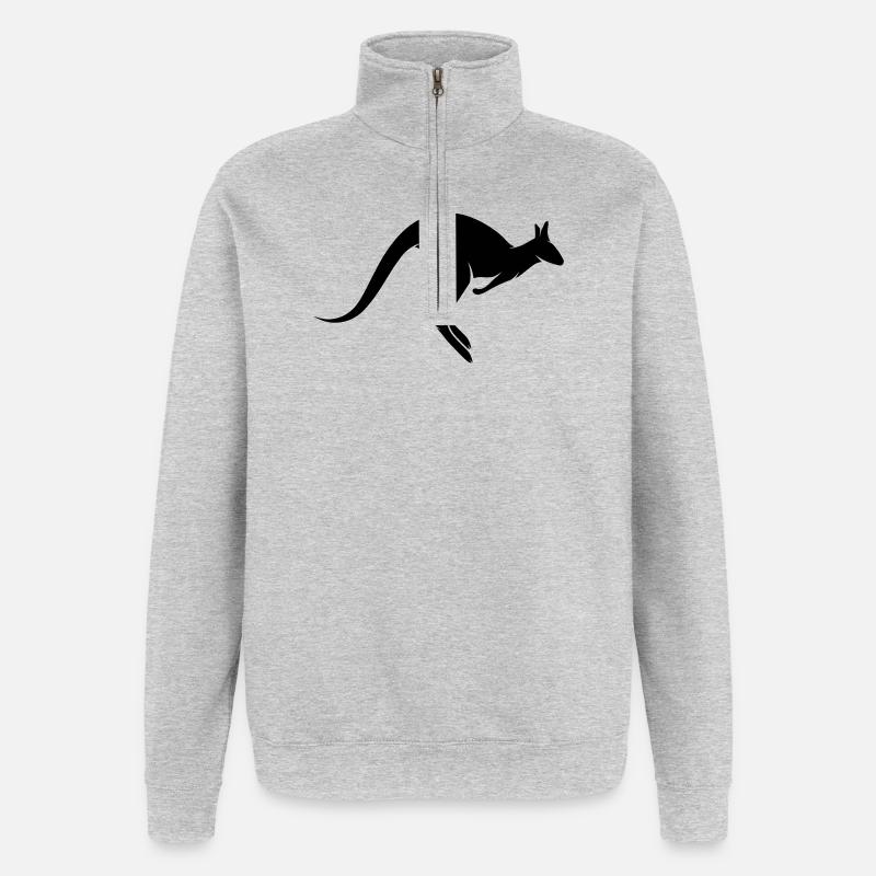 A hopping kangaroo - Quarter-Zip Sweatshirt - heather grey