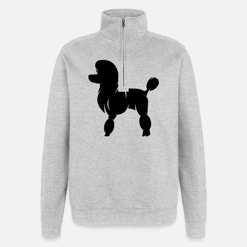 King Poodle Silhouette - Sweat à zip 1/4 - gris chiné
