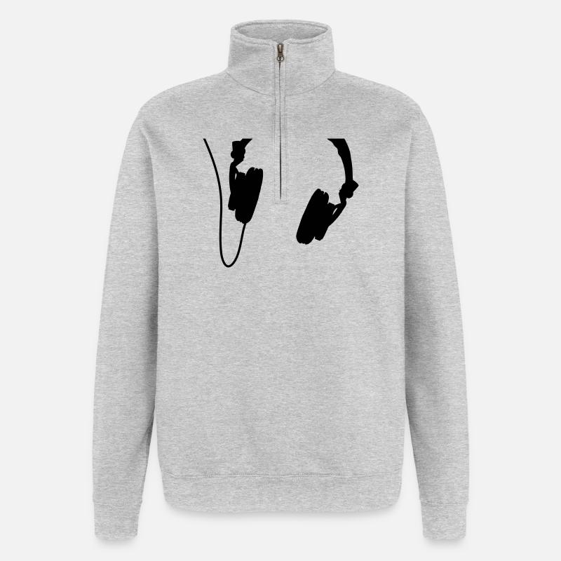 ecouteurs - Sweat à zip 1/4 - gris chiné