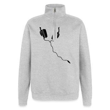 kopfhörer DJ headphones - Quarter-Zip-Sweatshirt - Grau meliert - Vorne - AI Model Female 172 light (172cm) & AI Model Male 178 dark (178cm)