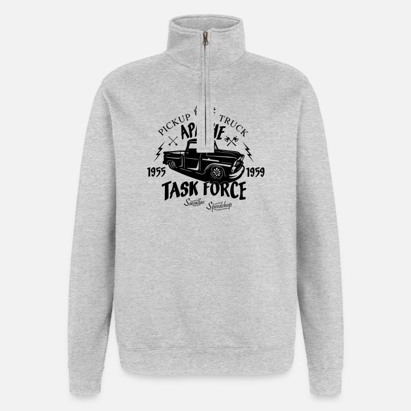 Camion Apache - Sweat à zip 1/4 - gris chiné