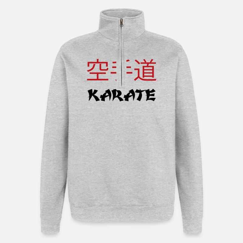 Karaté - Sweat à zip 1/4 - gris chiné