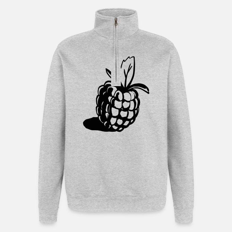 Himbeere Design klassisch - Quarter-Zip-Sweatshirt - Grau meliert