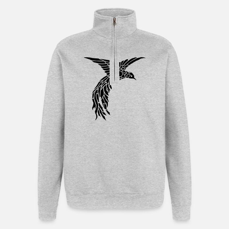 Oiseau - Sweat à zip 1/4 - gris chiné