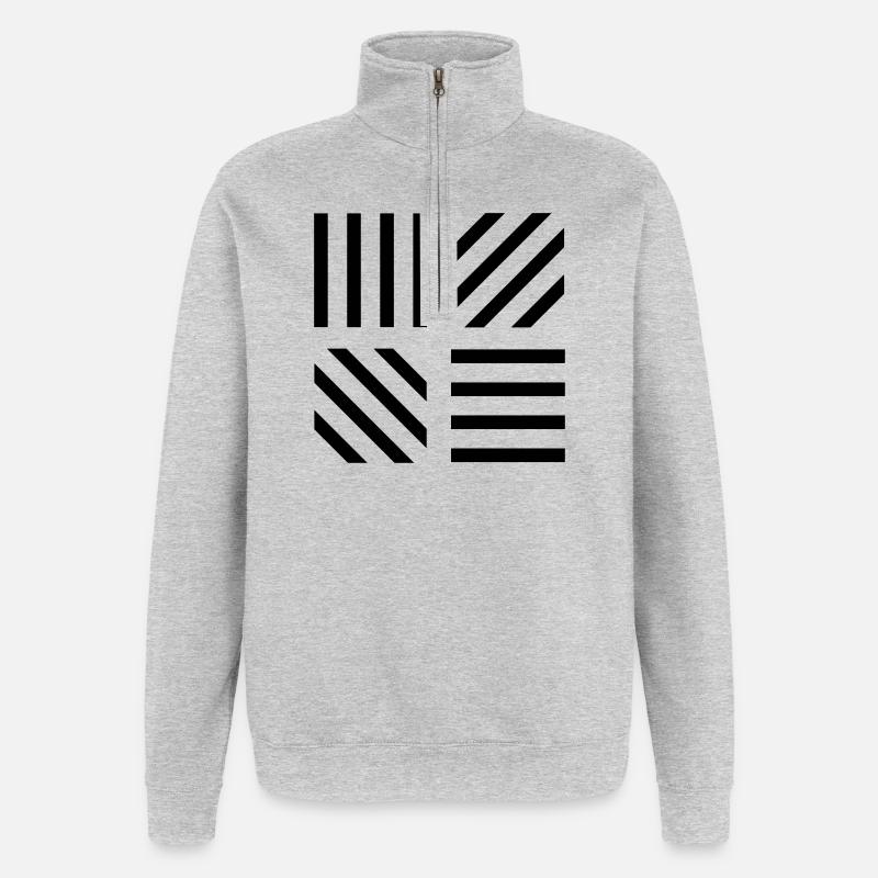 graphic stripe pattern - Quarter-Zip Sweatshirt - heather grey