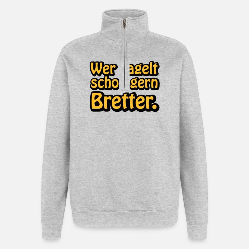 Wer nagelt schon gern Bretter - Quarter-Zip-Sweatshirt - Grau meliert
