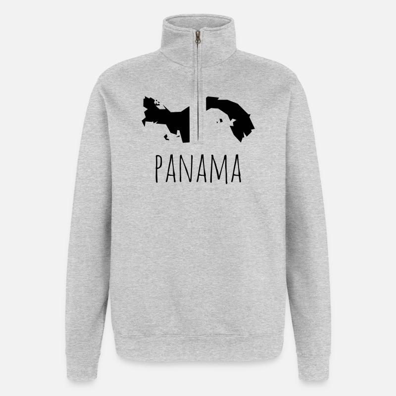 panama - Sweat à zip 1/4 - gris chiné