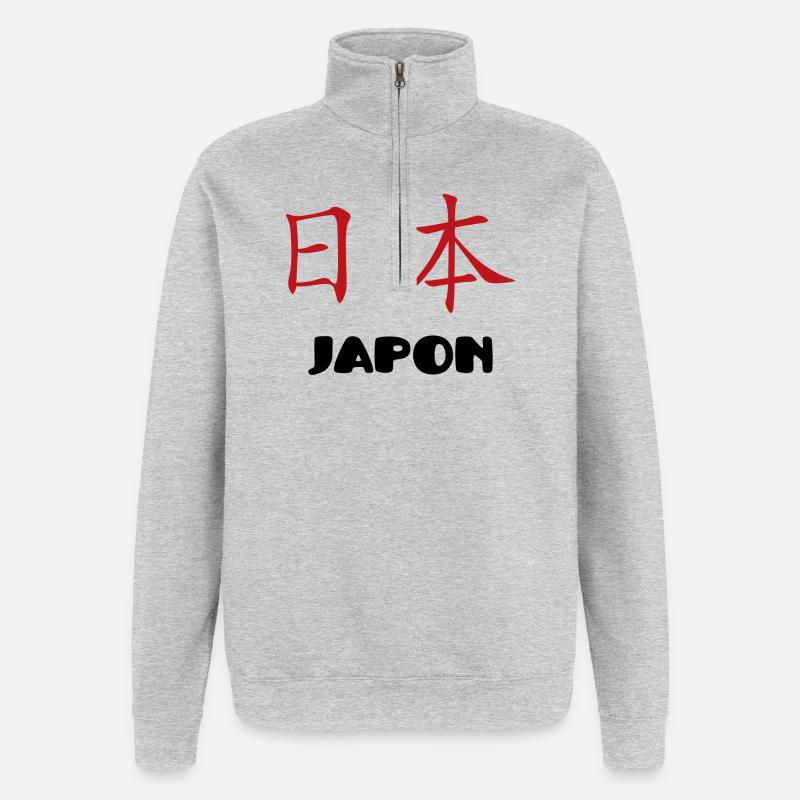 japans - Quarter-Zip-Sweatshirt - Grau meliert