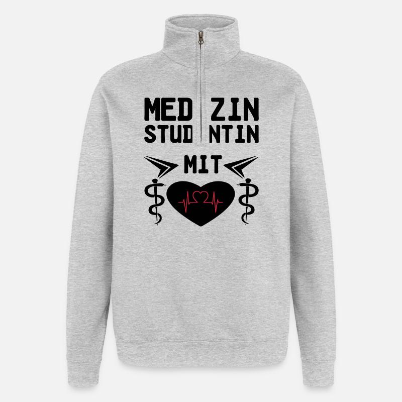 Medizinstudentin mit Herz Geschenk - Quarter-Zip-Sweatshirt - Grau meliert
