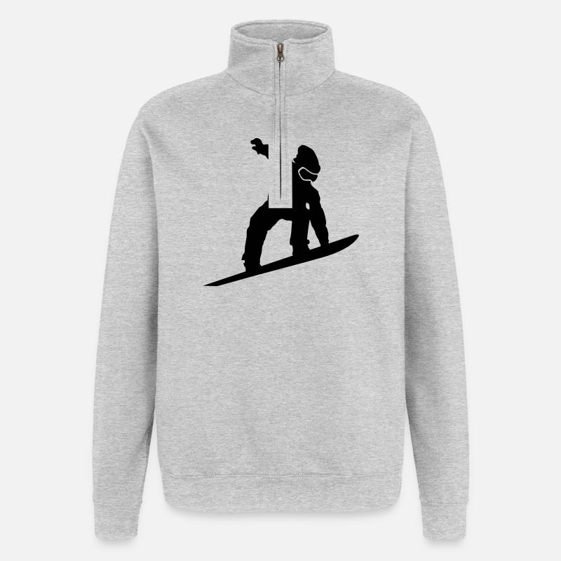 Snowboarder Silhouette - Sweat à zip 1/4 - gris chiné
