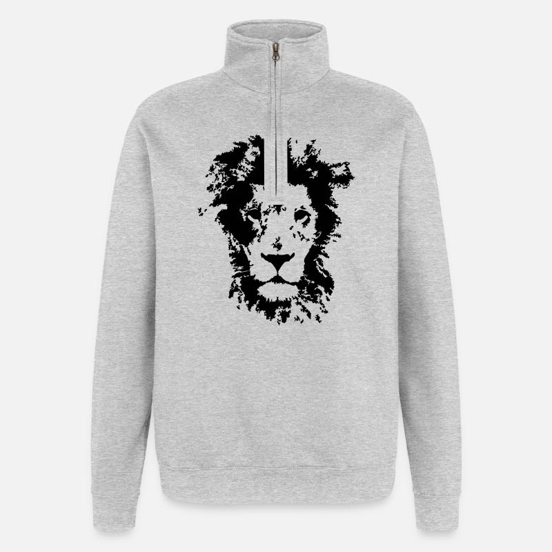 Löwe - Quarter-Zip-Sweatshirt - Grau meliert