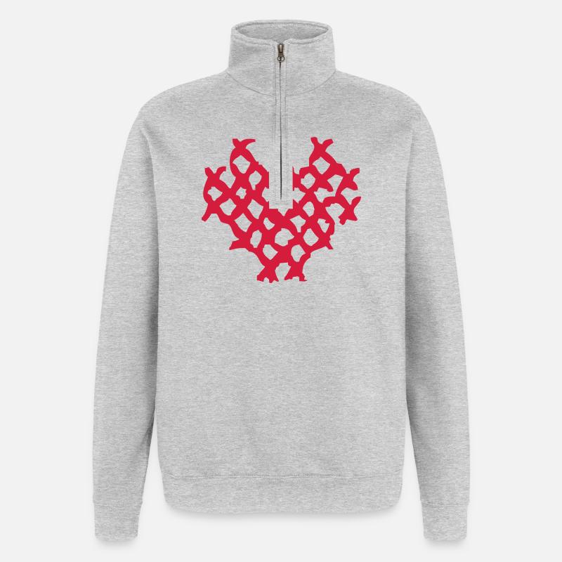 Waffel Herz - Quarter-Zip-Sweatshirt - Grau meliert